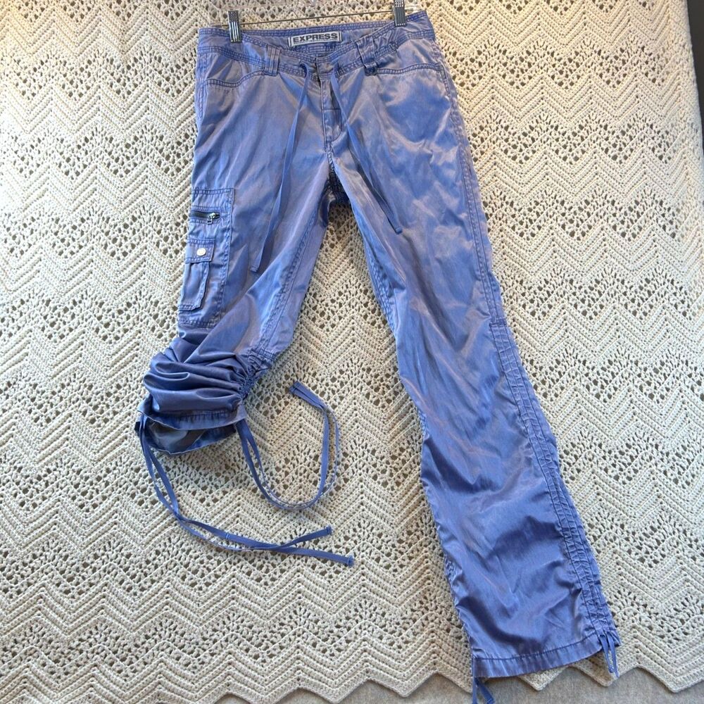 8 Y2K Vintage Express Cargos Adjustable Pant Capri Streetwear Rave Cyber Punk